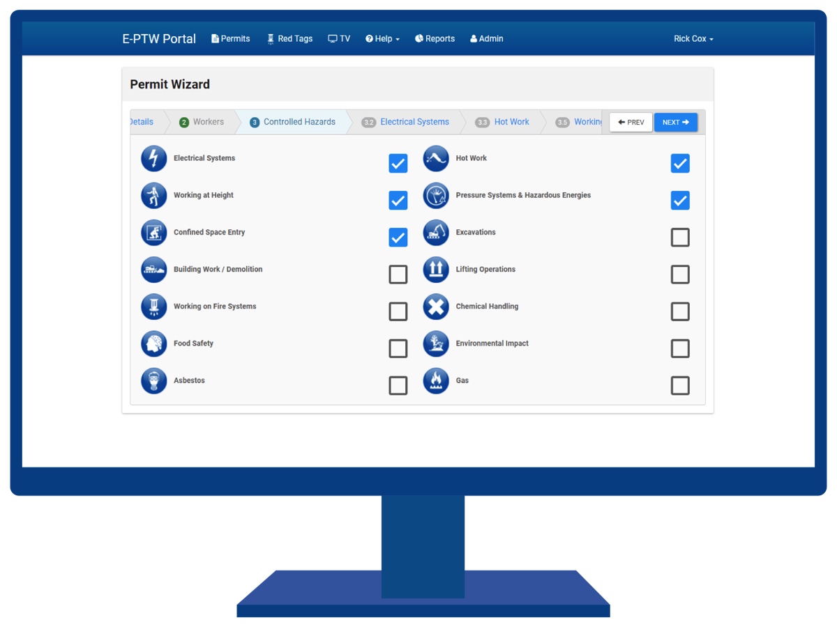 Mockup screenshot of the E-Permit to Work portal.