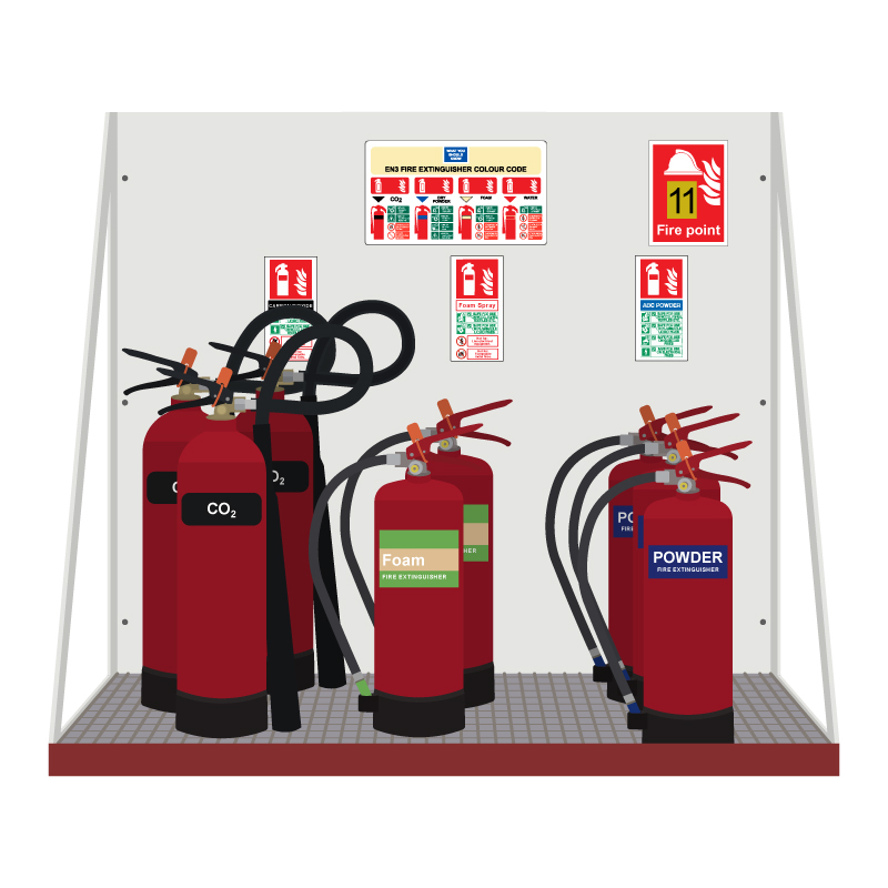 Illustration of fire fighting cannisters.